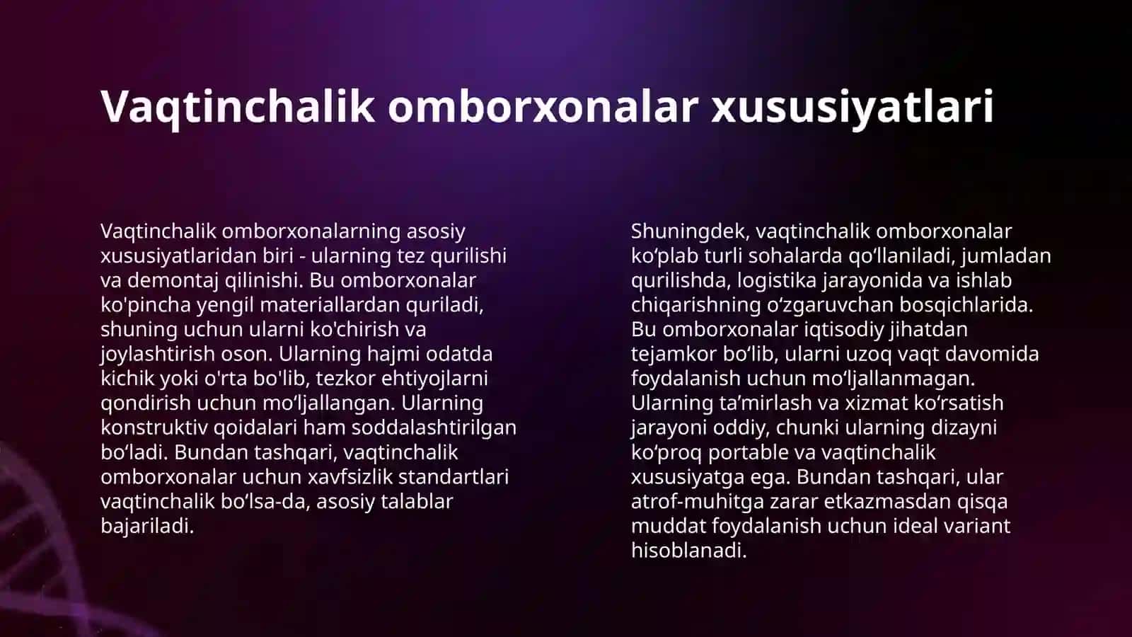 VAQTINCHALIK VA DOIMIY OMBORXONALARNI TURLARI, TUZILISHI VA O‘LCHAMLARI 4