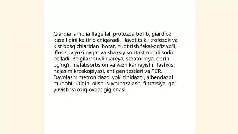 Odamda parazitlik qiladigan sodda hayvonlar 4
