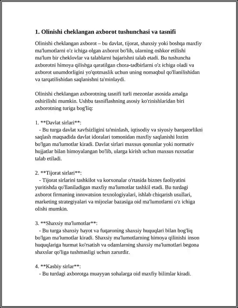 Olinishi cheklangan axborotni olish va tarqatishning huquqiy choralari 4