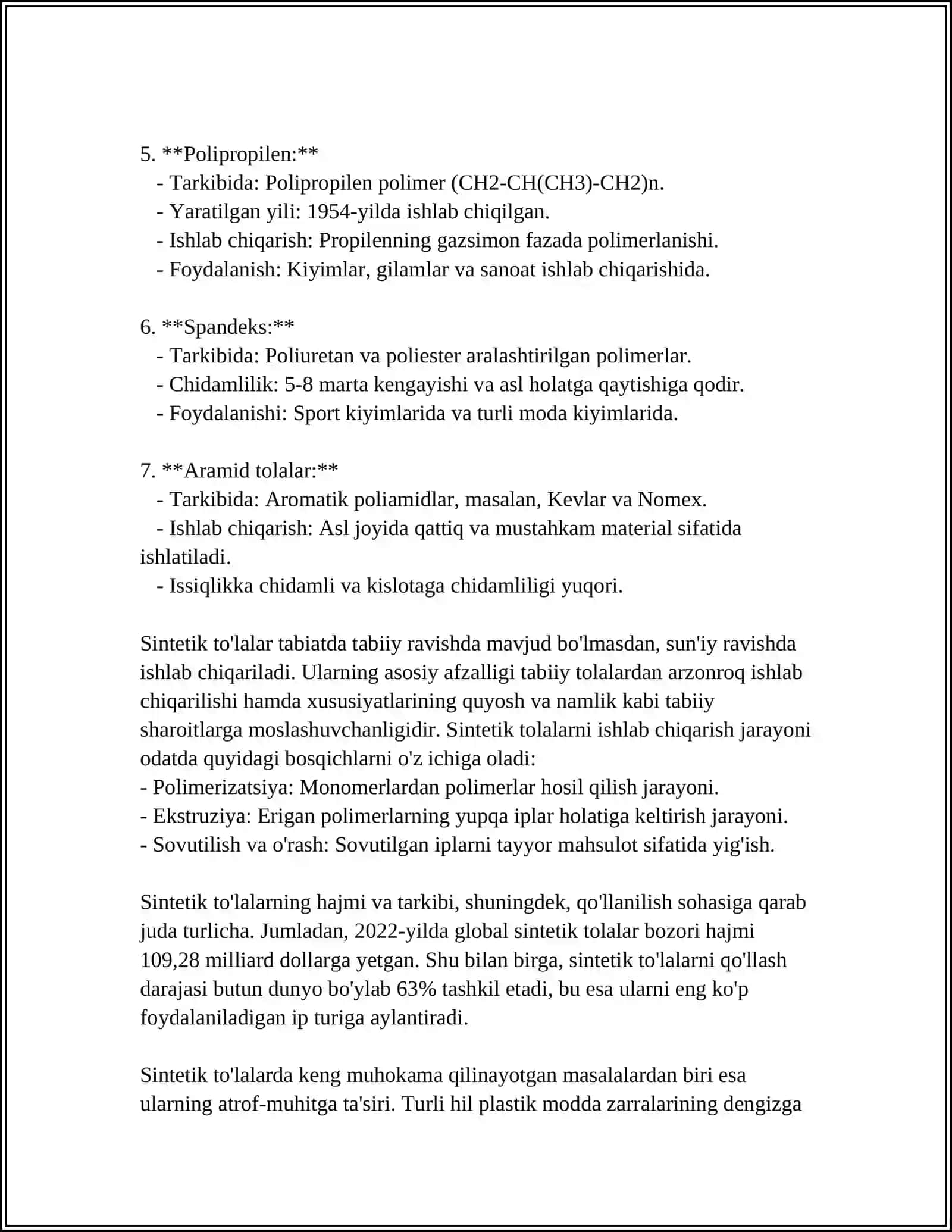 SINTETIK TOLALARNING FIZIK-MEXANIK XOSSALARI 4