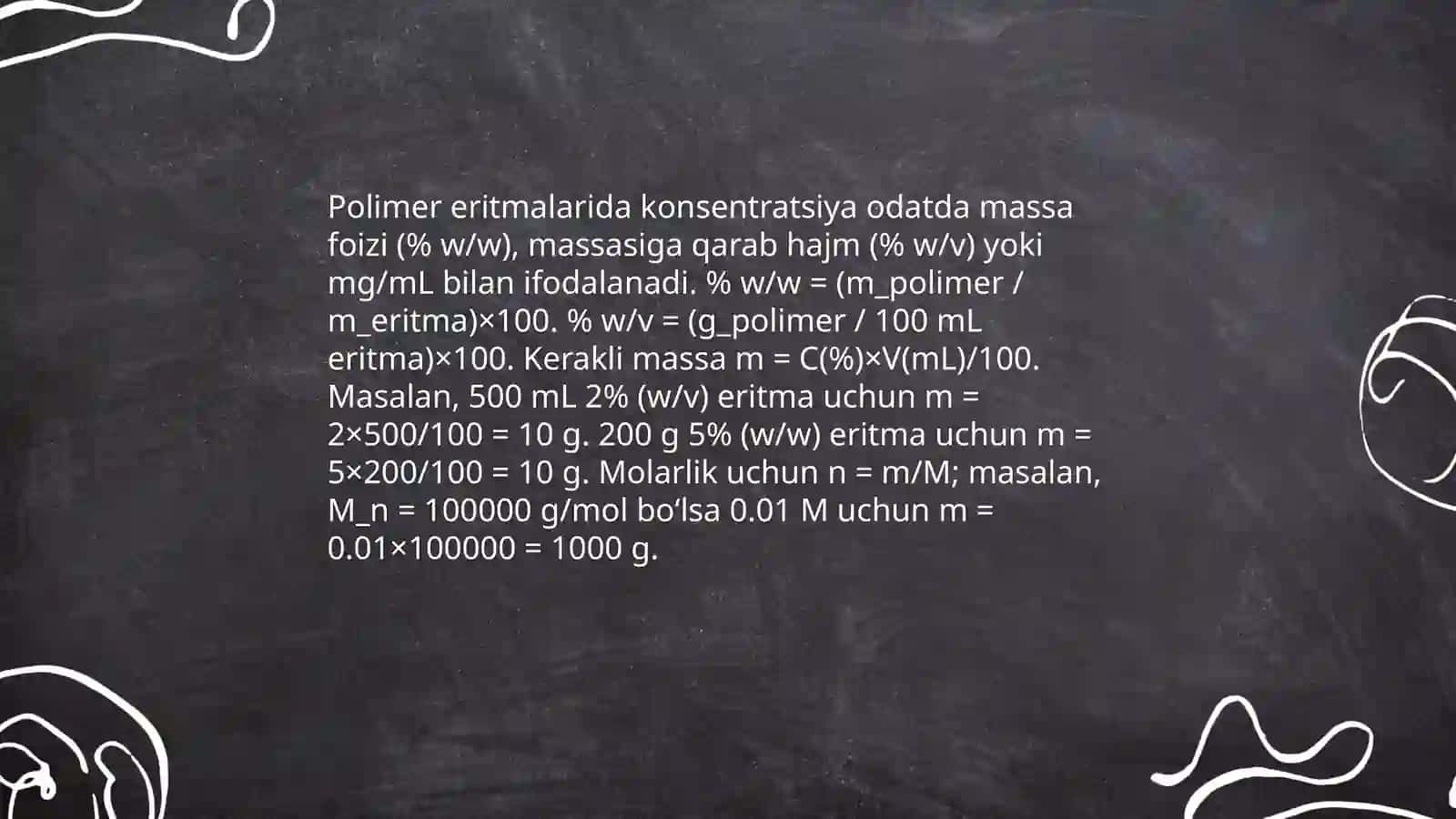 Polimer eritmalarini tayyorlash va tozalash 4
