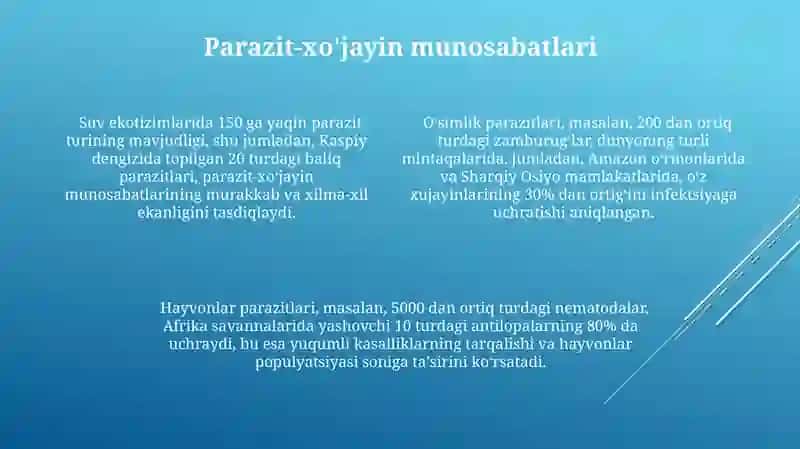 Parazitlar guruhi ajralishining ekologik asoslari 4