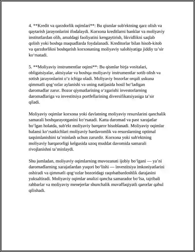 Moliyaviy oqimlar tushunchasi va tarkibi 4