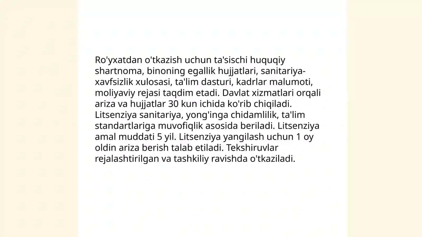 Umumiy turdagi davlat va nodavlat maktabgacha ta’lim tashkilotlarini tashkil etish 4