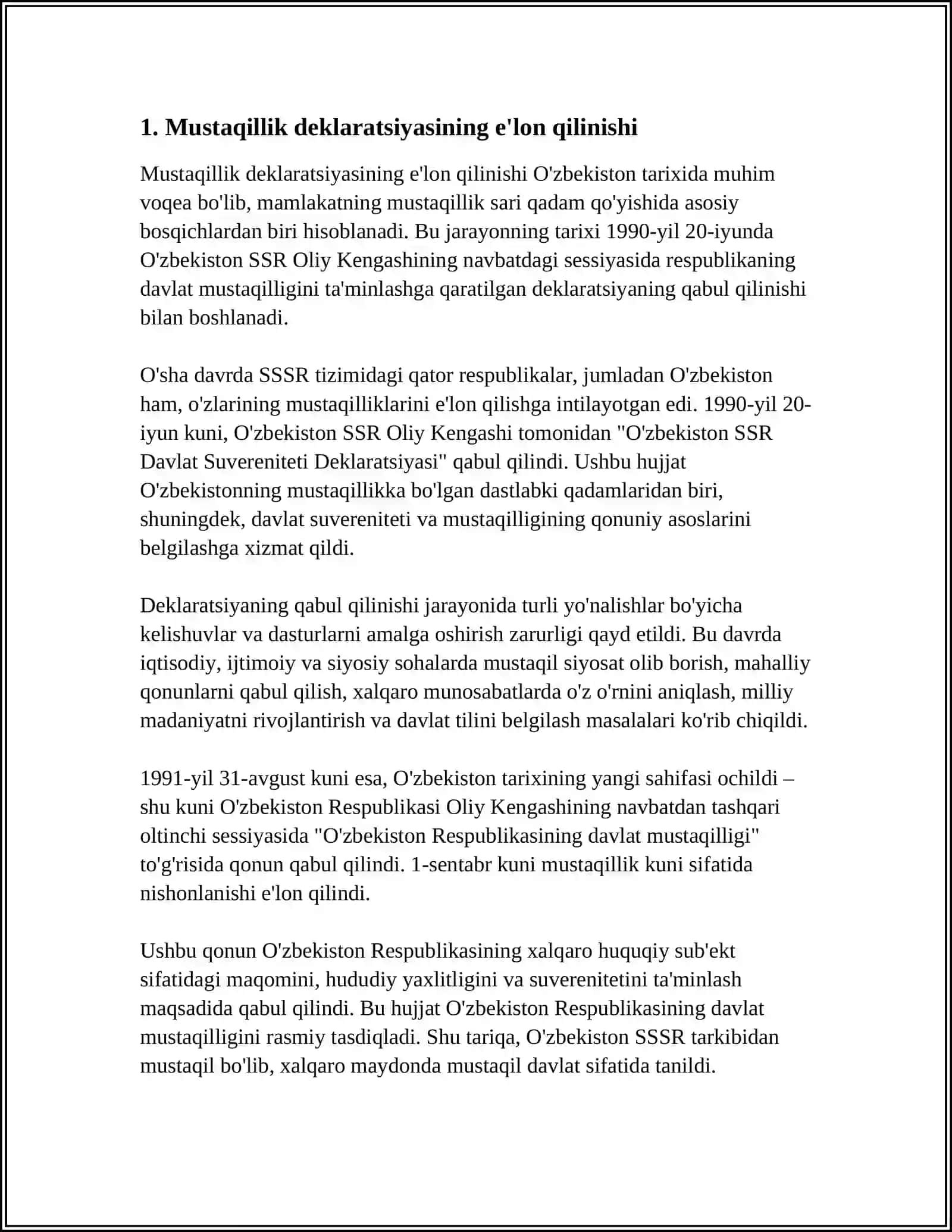 MUSTAQILLIK DEKLORATSIYASI VA UNING TARIXIY AHAMIYATI 4