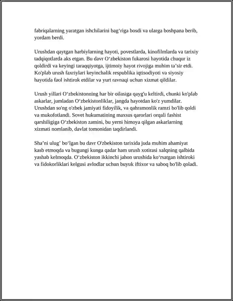 IKKINCHI JAHON URUSHIDA OʻZBEKISTONNING ISHTORKI 4