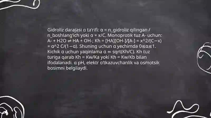Gidroliz doimiysi va gidroliz darajasini aniqlash 4