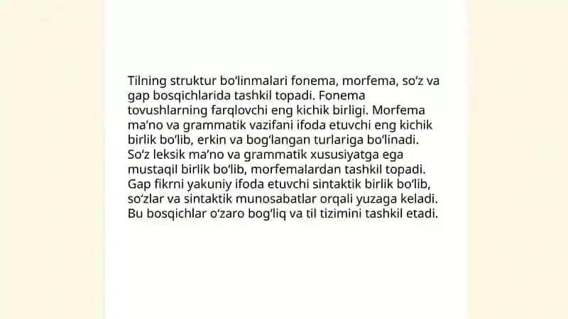 Tilning tizim sifatidagi mohiyati Ortiqova E'zoza 4