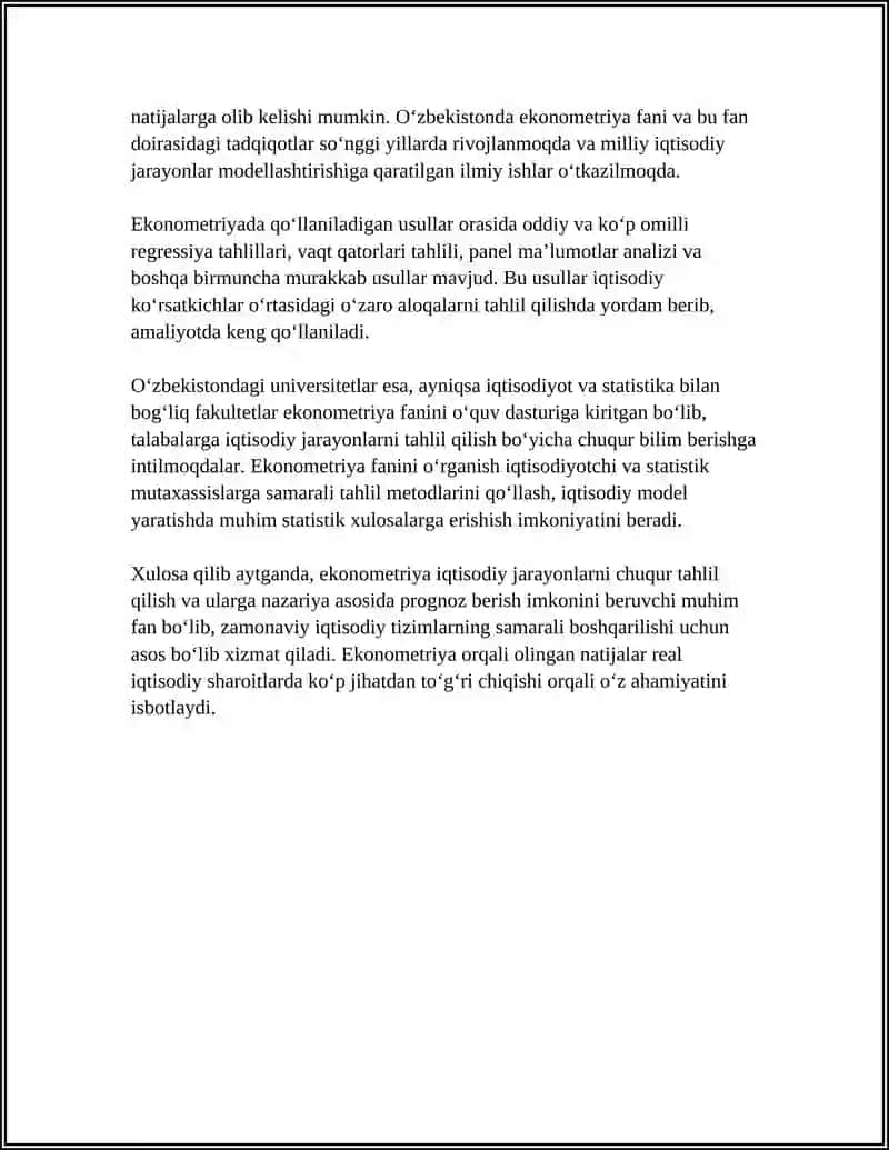EKONOMETRIKANING PREDMETI VAZIFALARI VA RIVOJLANISH TARIXI 4