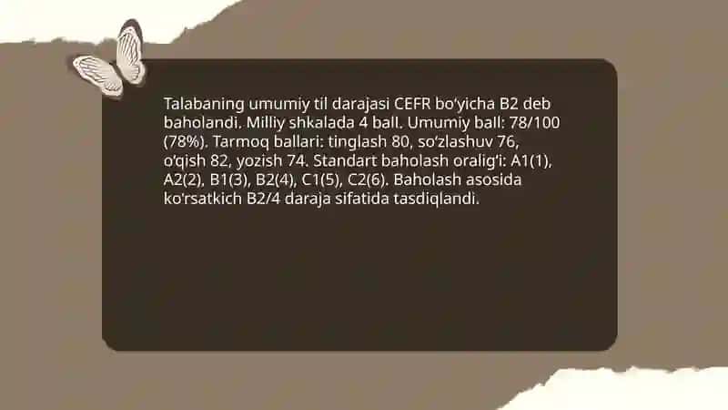 Chet tili o'rganuvchisi haqidagi batafsil yozma hisobot 4