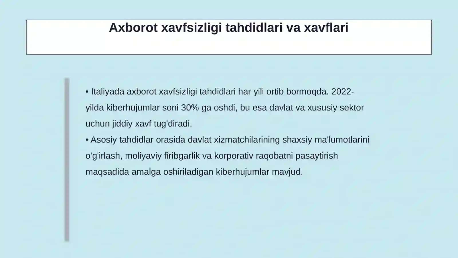 Italiya axborot xavfsizligi. Asosiy korsatkichlar. Statistika 2025 2026 4