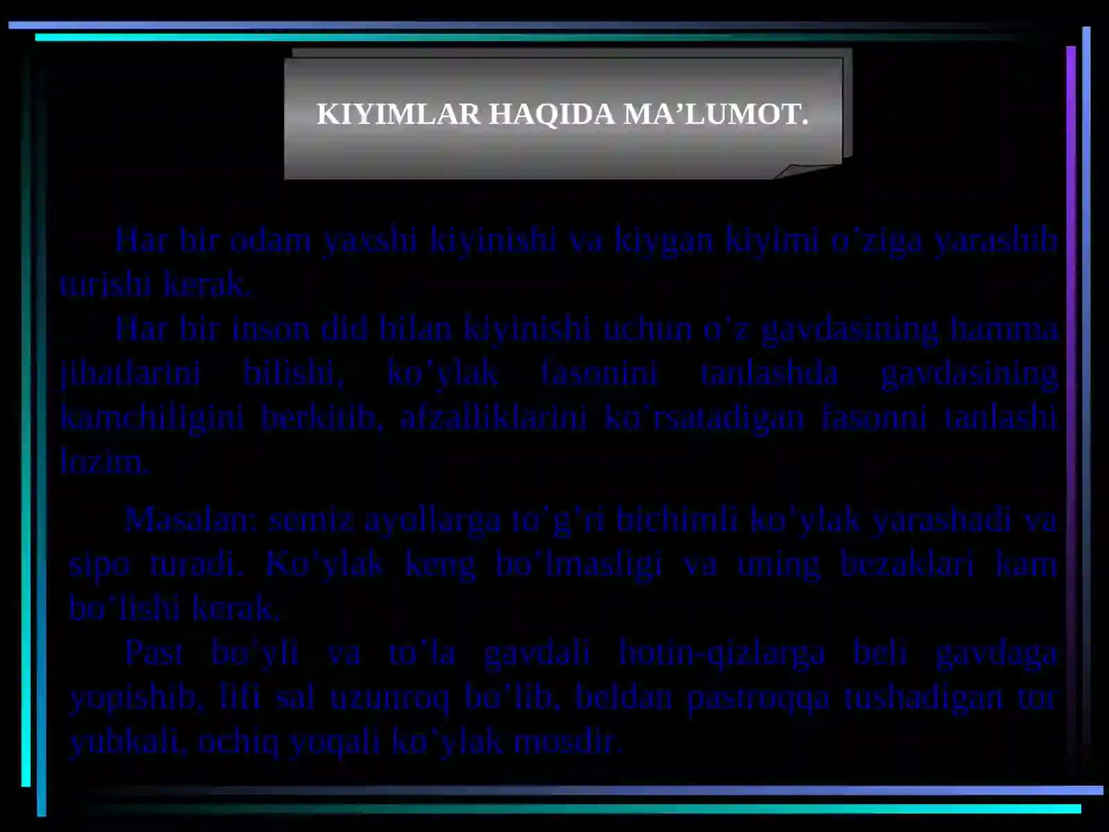 Ayollar ko’ylagi modulini konstruksiyalash 4