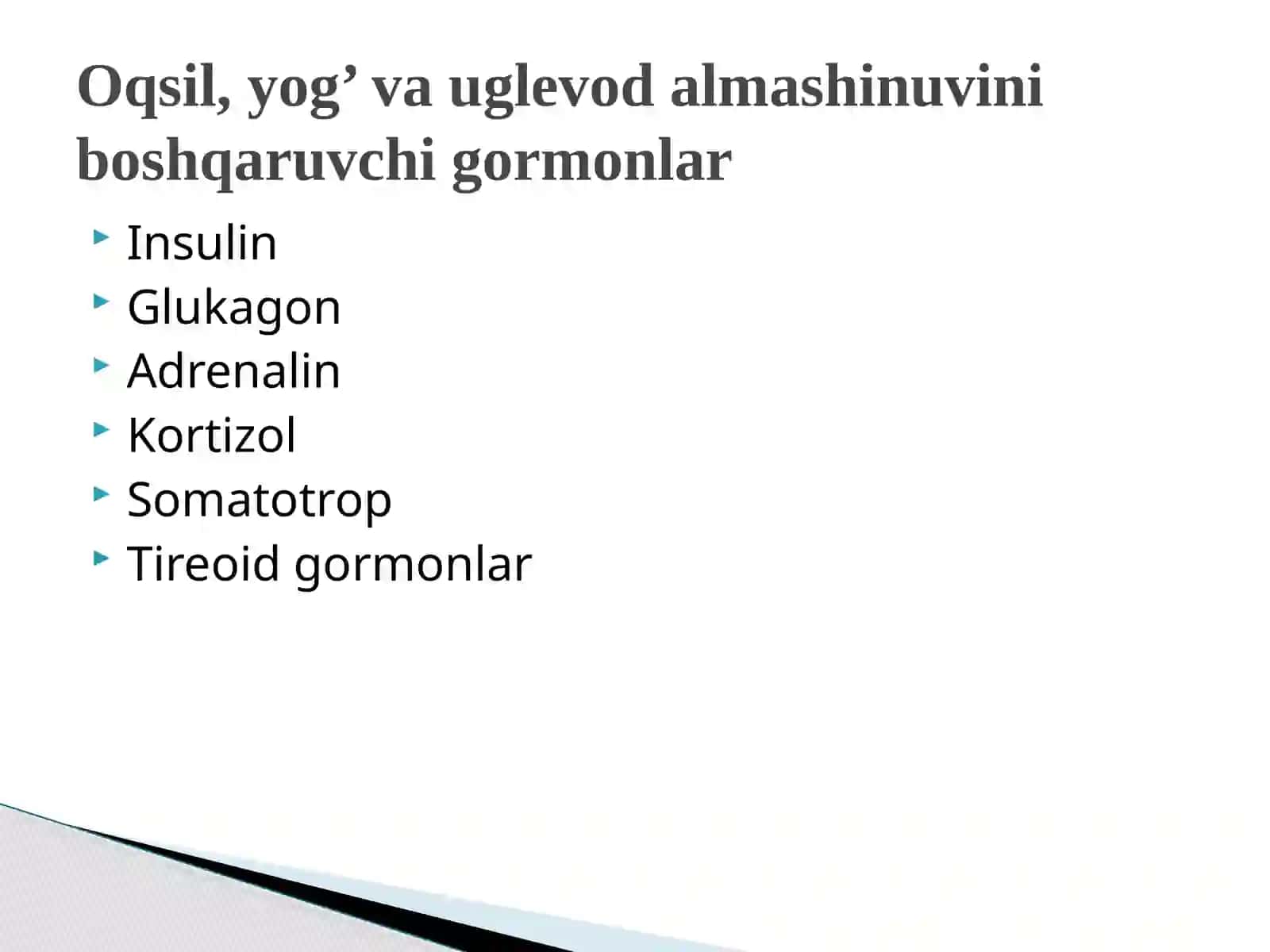 Moddalar almashinuvini boshqarilishi. Periferik bezlar funksiyalari va ularni buzilishlari 4