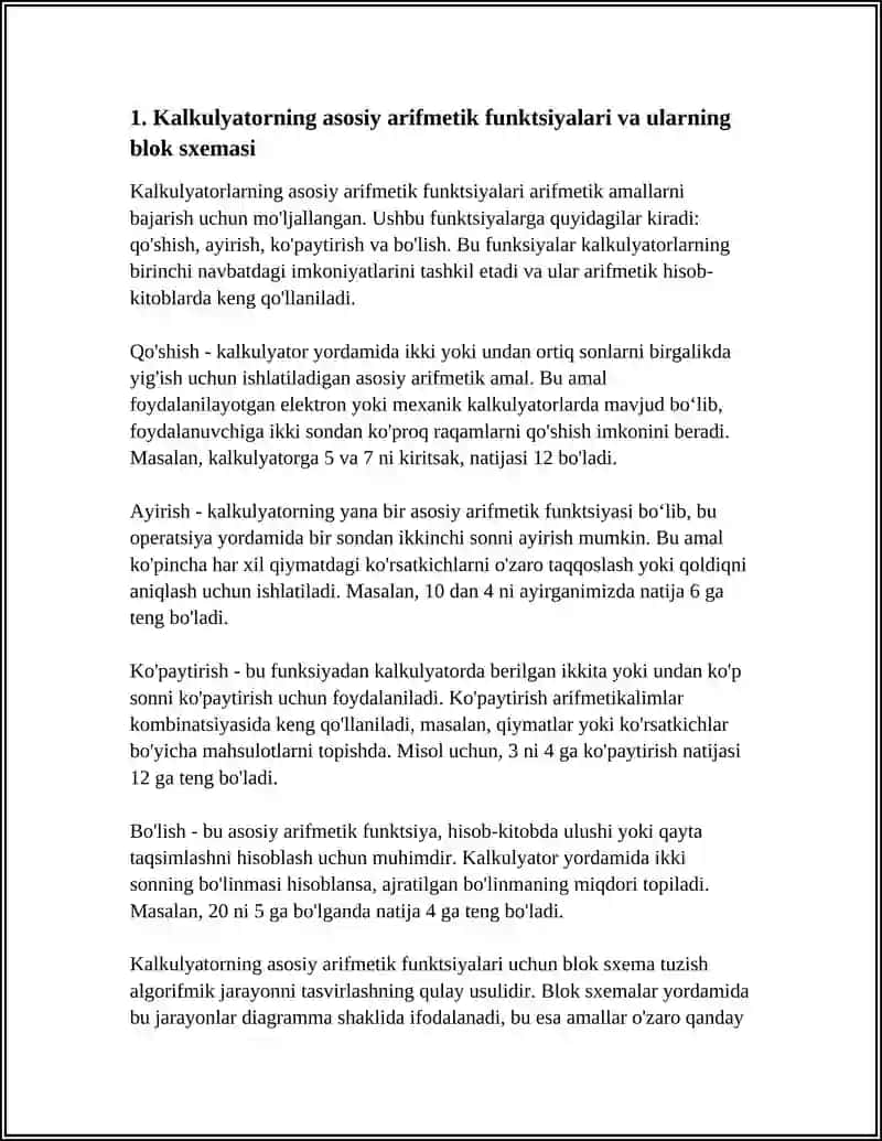 KALKULYATOR FUNKSIYASI VA BLOK SXEMASI 4