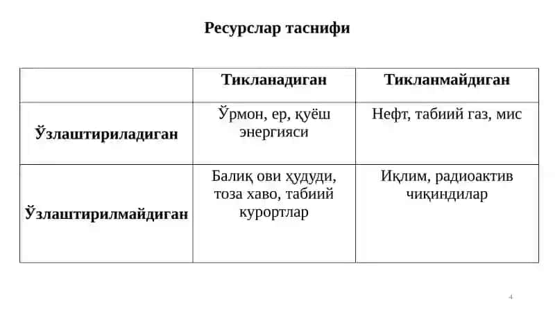 Жаҳон хўжалиги ресурслари 4