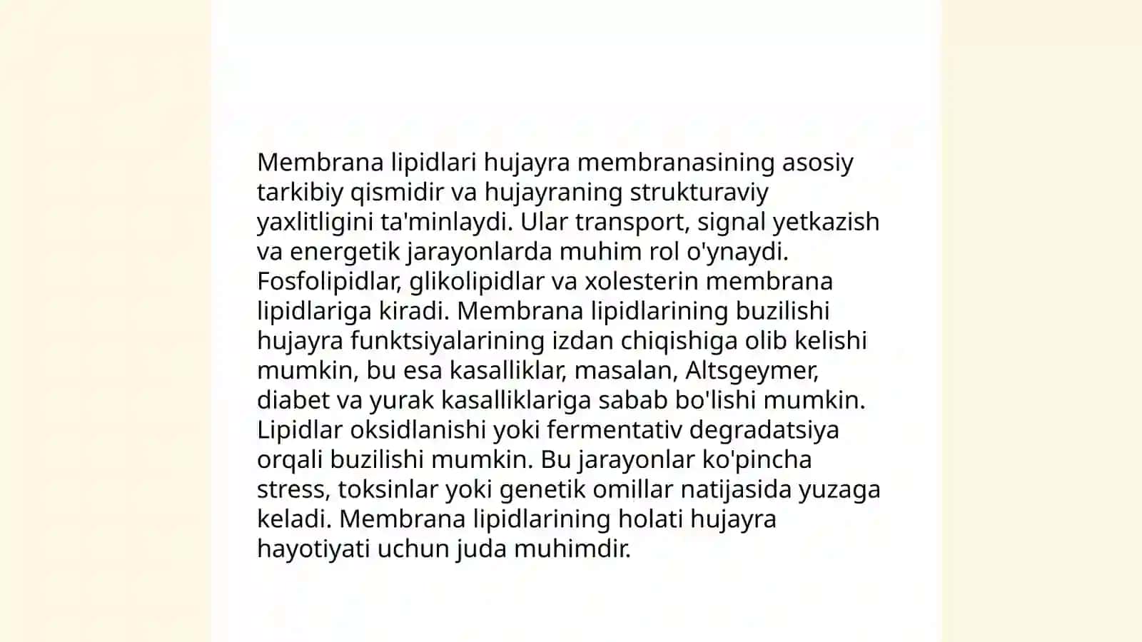 Membrana buzilishlarni patologik jarayonni kelib chiqishidagi oʻrni 4