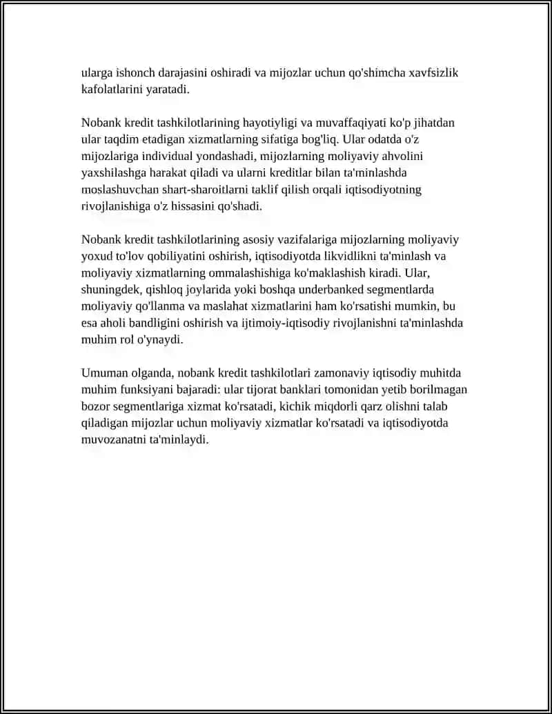 NOBANK KREDIT TASHKILOTLARI, LOMBARDLAR VA MIKROKREDIT TASHKILOTLARINING TARKIBI VA VAZIFALARI 4