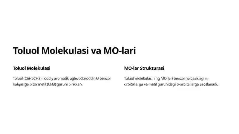 Toluol Molekulasi MO-larining Tahlili 4