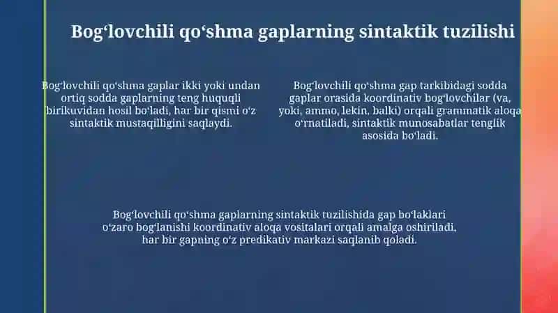 Qõshma gap turlari va ularning lisoniy sintaktik qurilishi 4