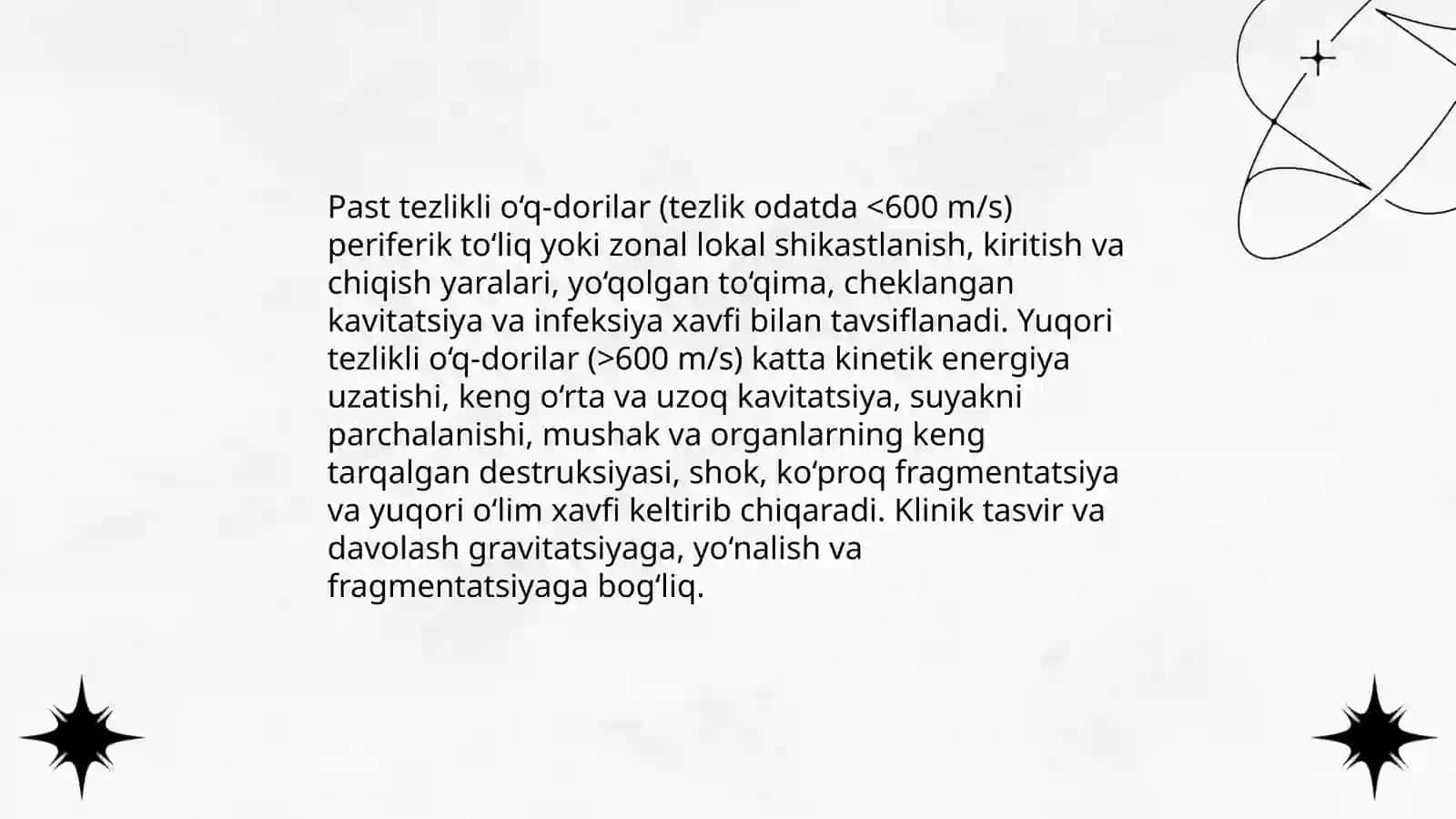 Jangovar jarohatlovchi vositalardan xosil boʻlgan jarohatlarning tasnifi 4