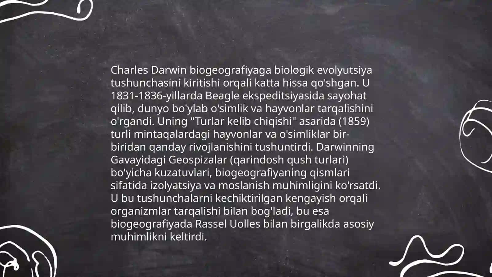 Xorijiy adabiyotlardan biogeografyaning rivojlanishiga hissa qo'shgan olimlarining ishlarni o'rganish 4