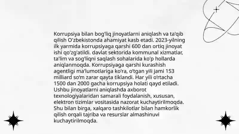 O'zbekistonni,,Korrupsiyaga qarshi kurash'' borasida olib borayotgan siyosati 4