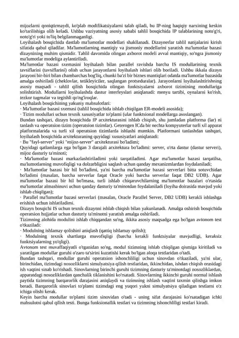 Axborot tizimlarini loyihalash 4