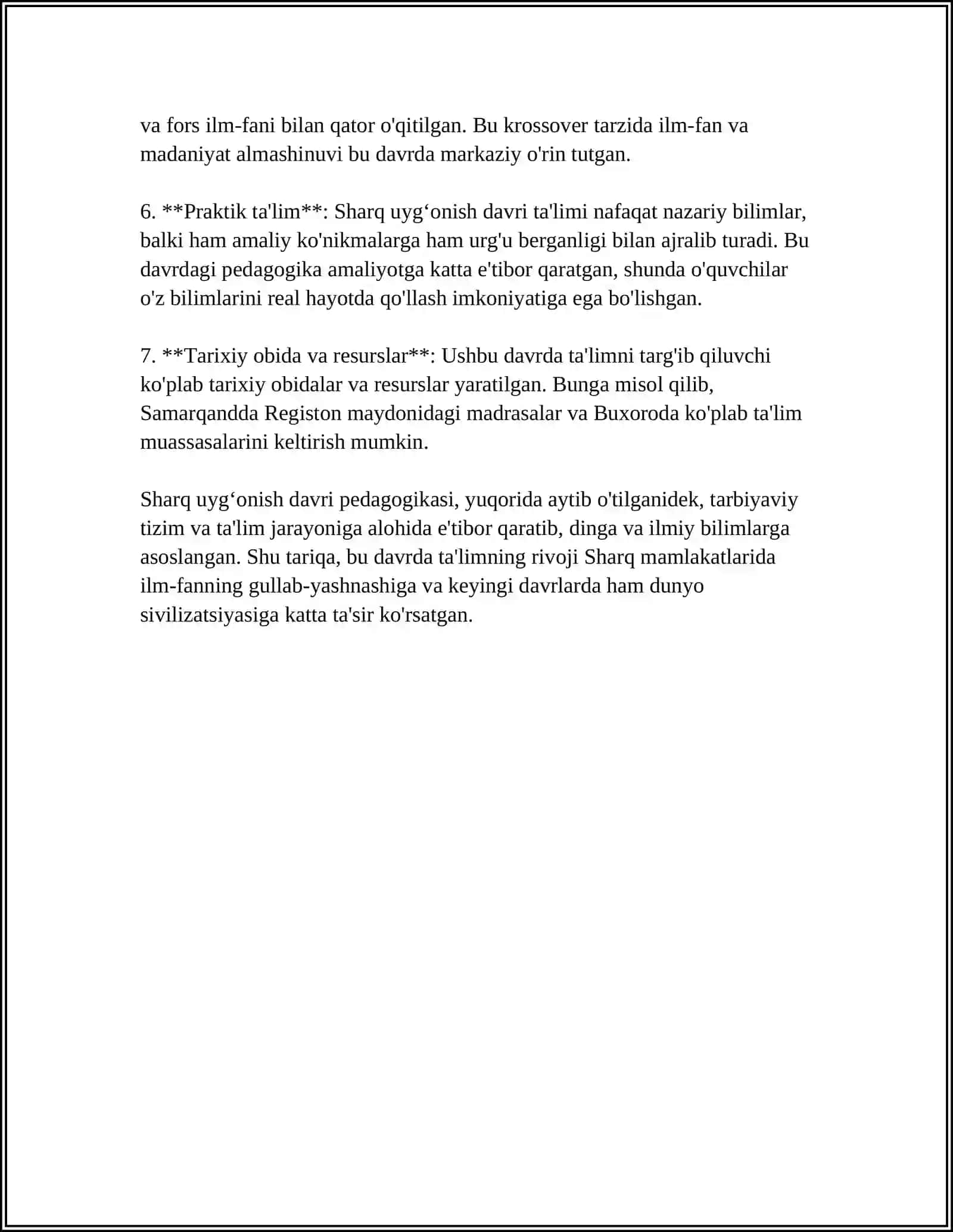 SHARQ UYGʻONISH DAVRI MUTAFAKKIRLARINING PEDAGOGIK GʻOYALARI 4