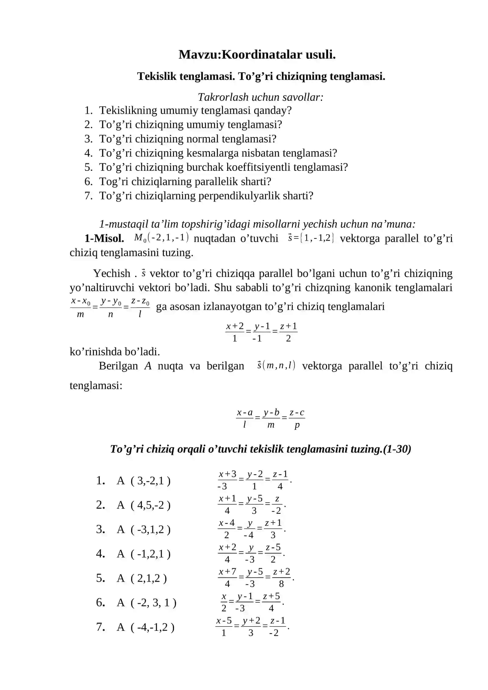 OLIY MATEMATIKA FANIDAN MUSTAQIL TAYYORGARLIK UCHUN TOPSHIRIQ VA NAZARIY SAVOLLAR 4