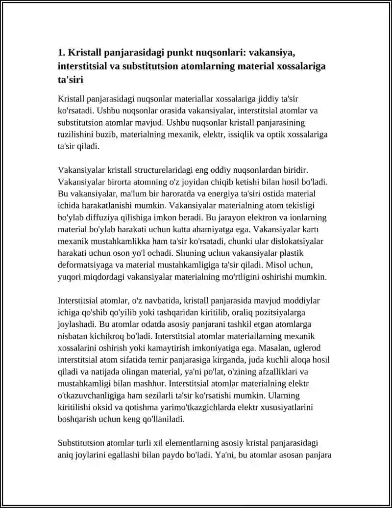 KRISTALL PANJARANI GA NUQSONLARI VA ULARNING MATTERIALLARINING XOSSALARI GA TA'SIRI 4