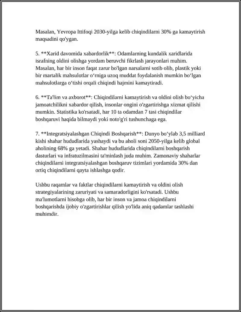 EKOLOGIYA VA CHIQINDILARNI QAYTA ISHLASH: BARQAROR KELAJAK SARI EKOLOGIK MAS’ULIYAT 4