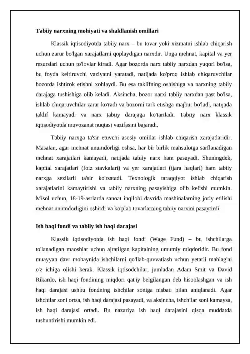 Klassik iqtisodiyotda tabiiy muvozanatning asosiy tamoyillari 4