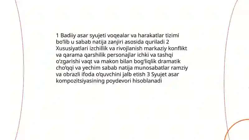 Asar kompozitsiyasi. Badiiy asar syujeti. Konflikt Nuriddinova Lola 4