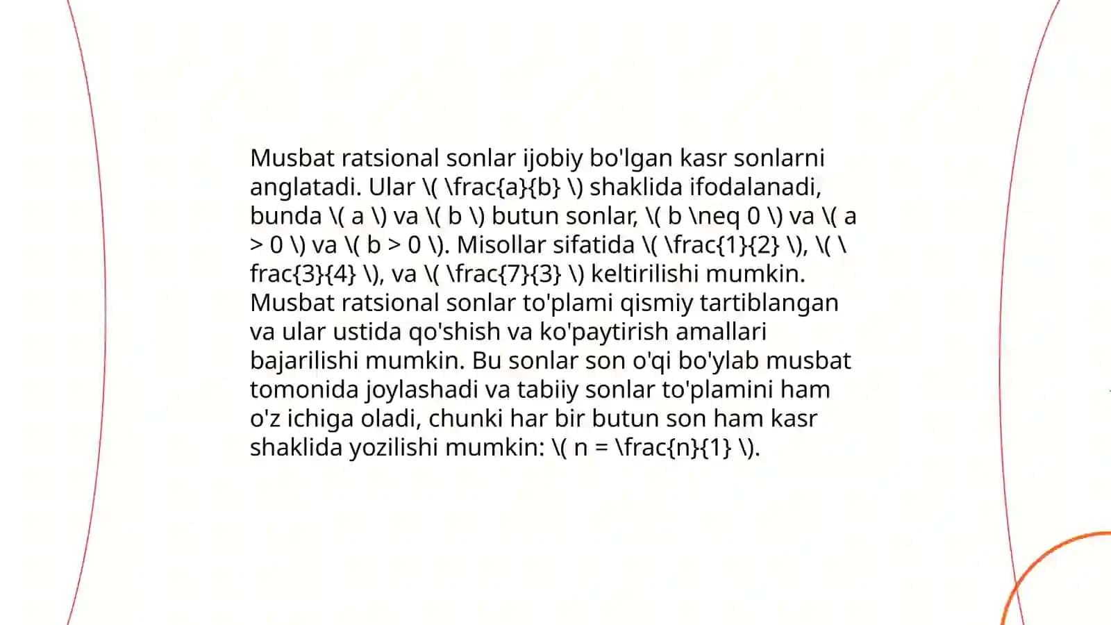 Kasr tushunchasi. Musbat ratsional son tushunchasi. To‘g‘ri va noto'g'ri kasrlar 4