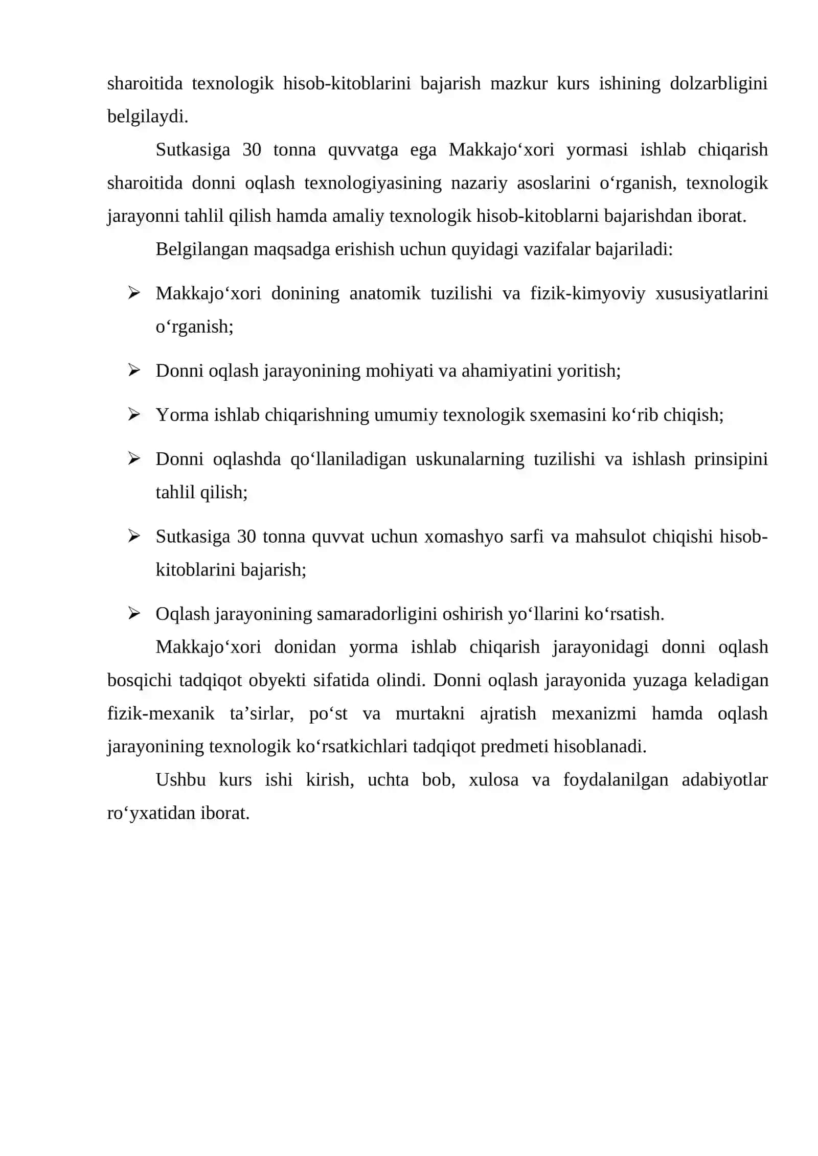 Sutkasiga 30 tonna sutkasiga makkajo'xori yormasi ishlab chiqarishda donni oqlash texnologiyasi. 4