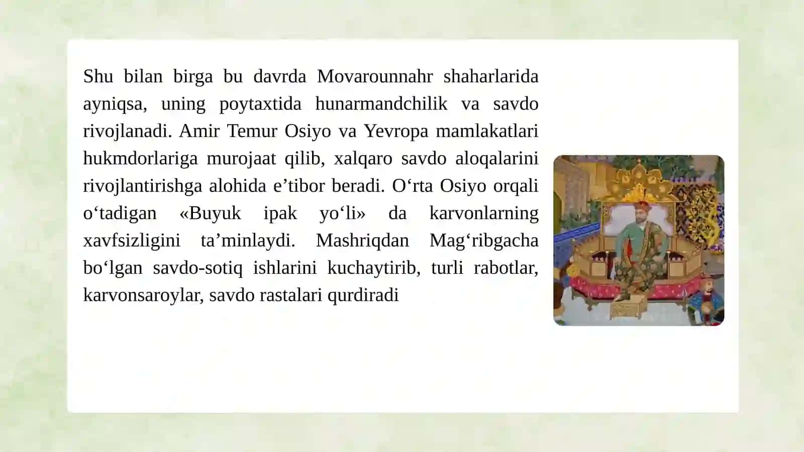Amir Temur va Temuriylar davrida yer suv munosabatlari 4