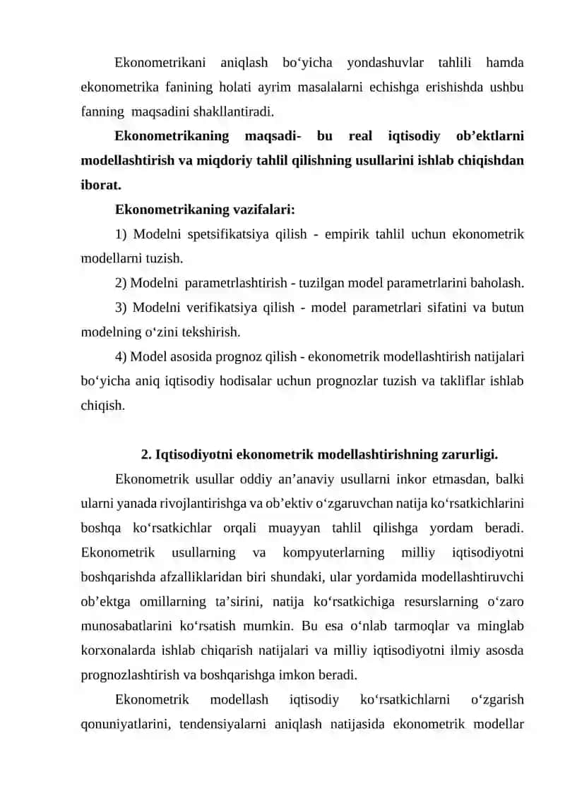 Ekonometrik Modellashtirish Asoslari 4