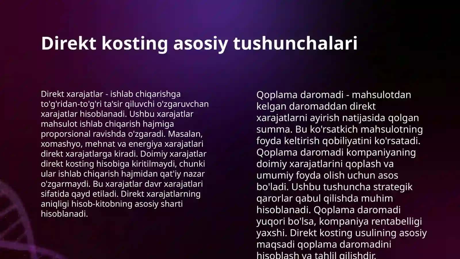 MAHSULOT TANNARXINI KAL’KULYATSIYA QILISHNING DIREKT KOSTING USULI 4