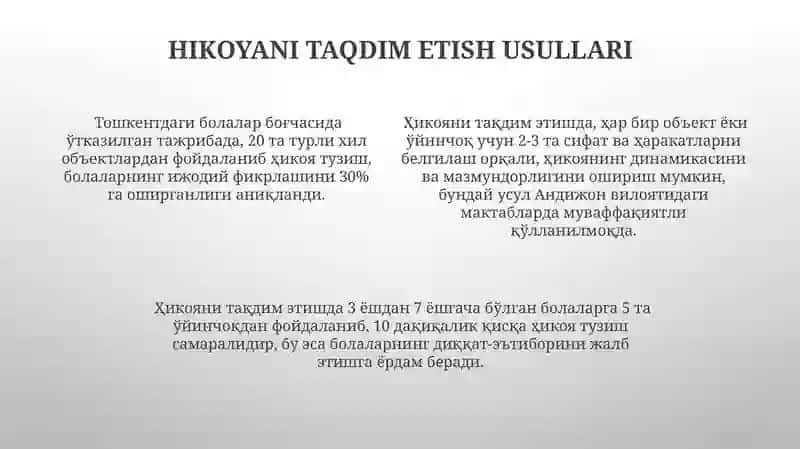 Oʻyinchoq va predmetlarga qarab hikoya qilishga oʻrgatish 4