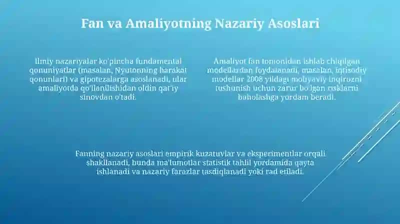 "Bilim" va "Amaliyot" tushunchalari bir-biriga qanday aloqador? 4