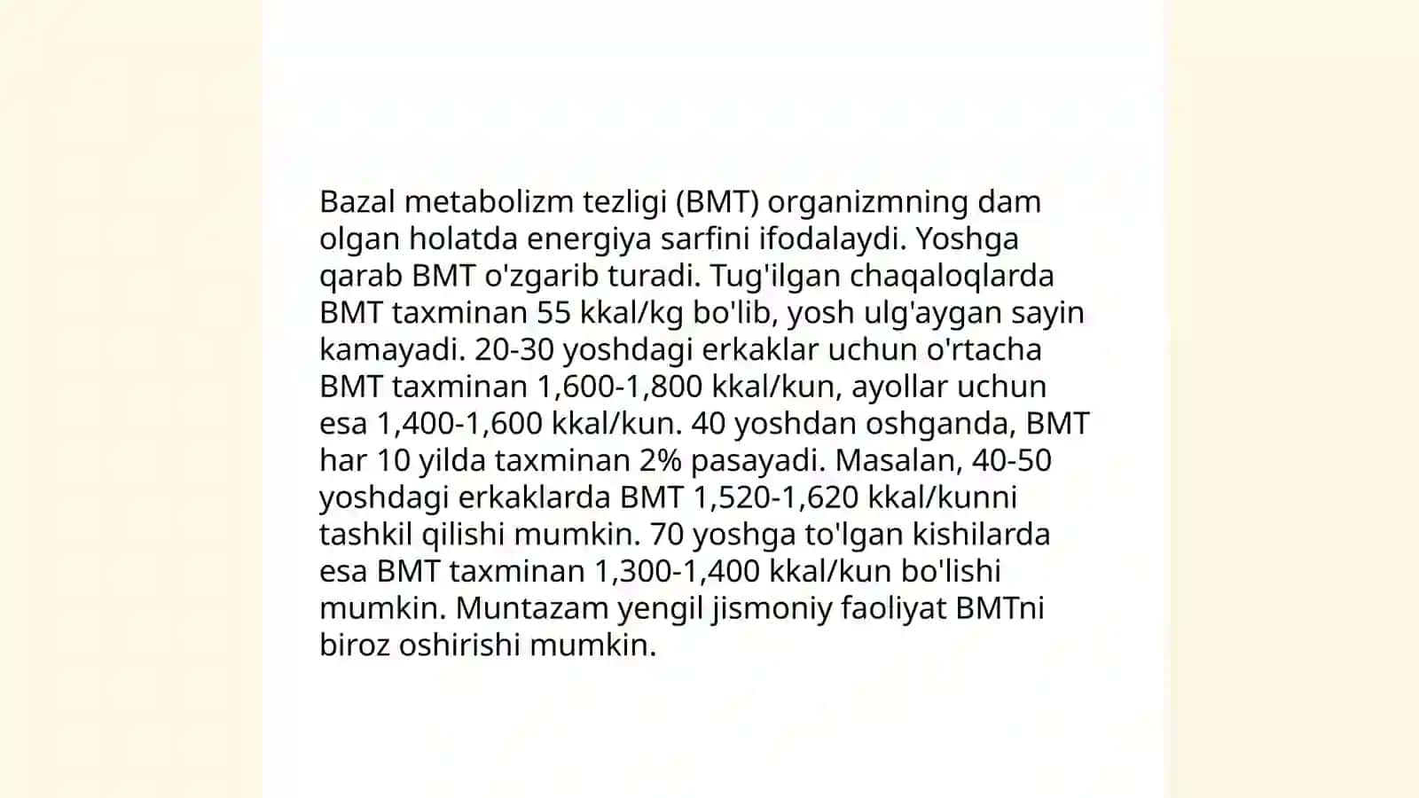 Moddalar va energiya almashinuvi.Ularning yoshga bog'liq xususiyatlari 4