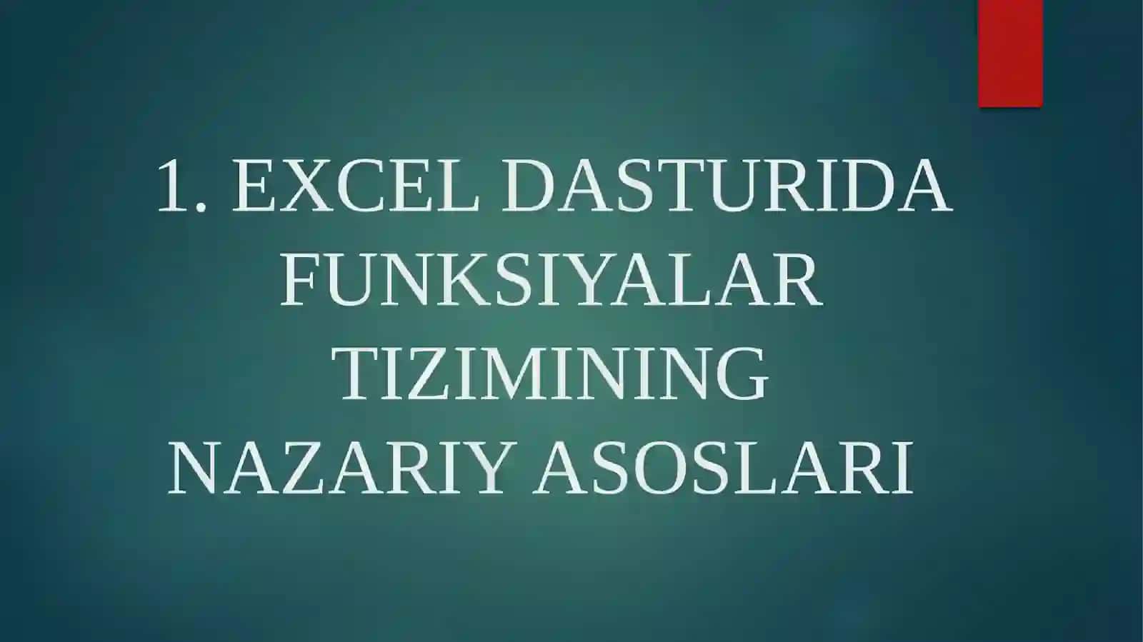 EXCEL DASTURIDA MASTER FUNKSIYALAR BILAN ISHLASH 4