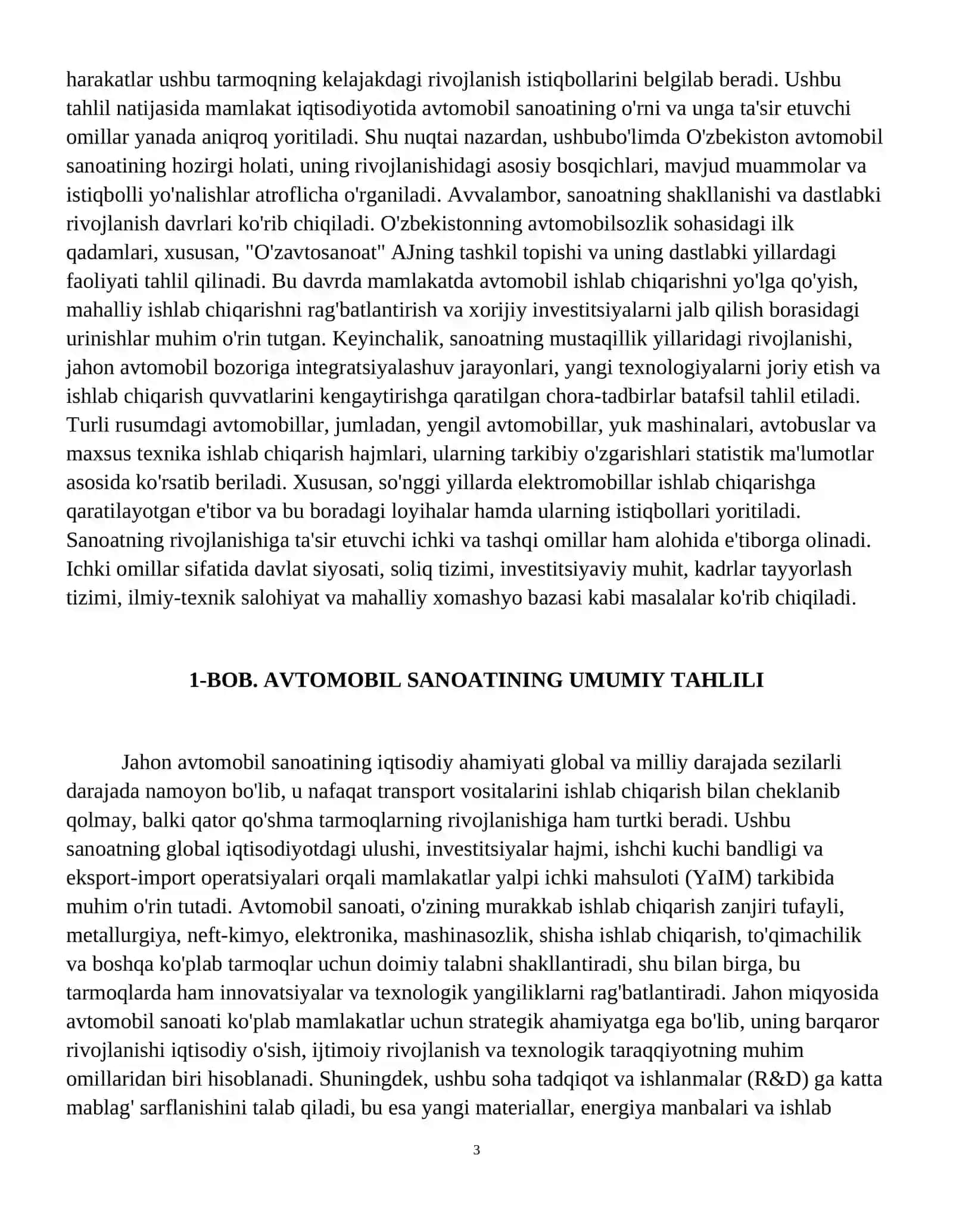 Jahon mamlakatlari (biror mamlakat misolida) avtomobil sanoati 4