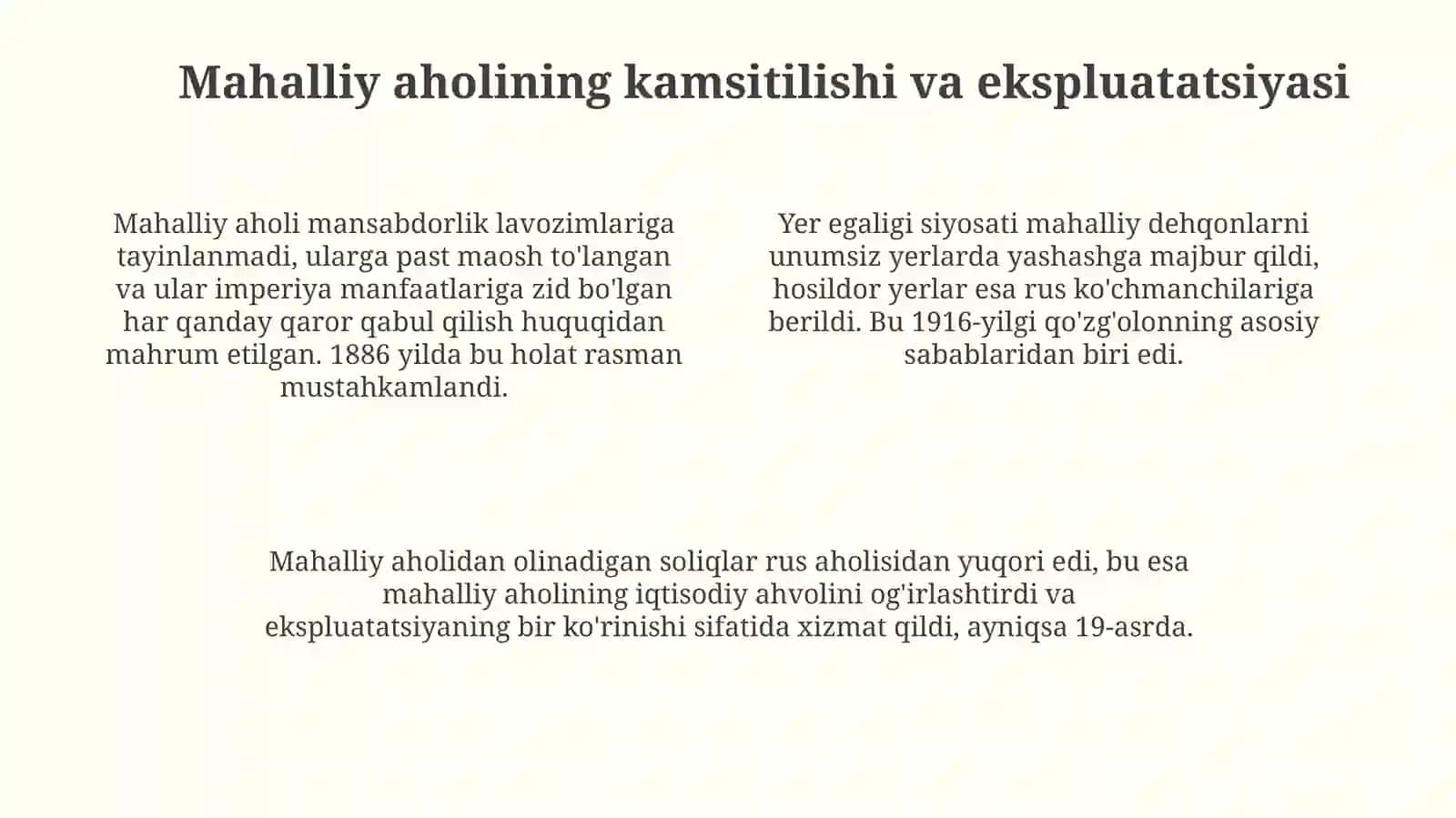 Chorizmning o'lka-mizdagi mustamlakachilik siyosati 4