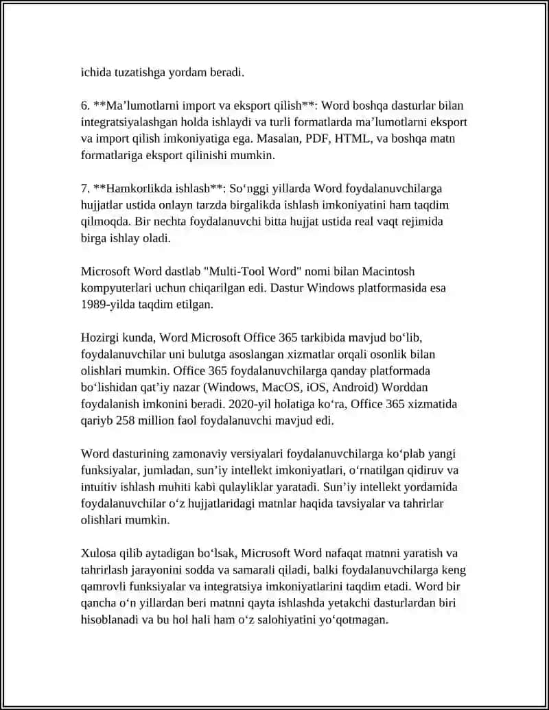 Matn protsessorlari (Word va uning funksiyalari) 4