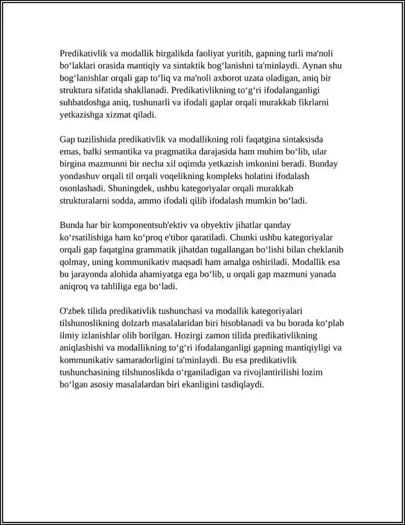 PREDIKATIVLILIK - GAPNI SHAKLLANTIRISH VOSITASI SIFATIDA.PREDIKATIVLIK MODALLIK 4