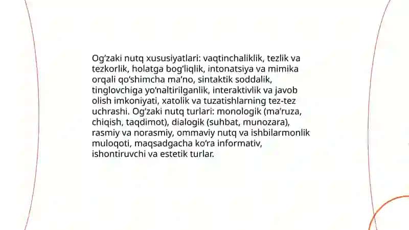 Nutqiy faoliyat.Nutq shakllari. Nutq uslublari 4