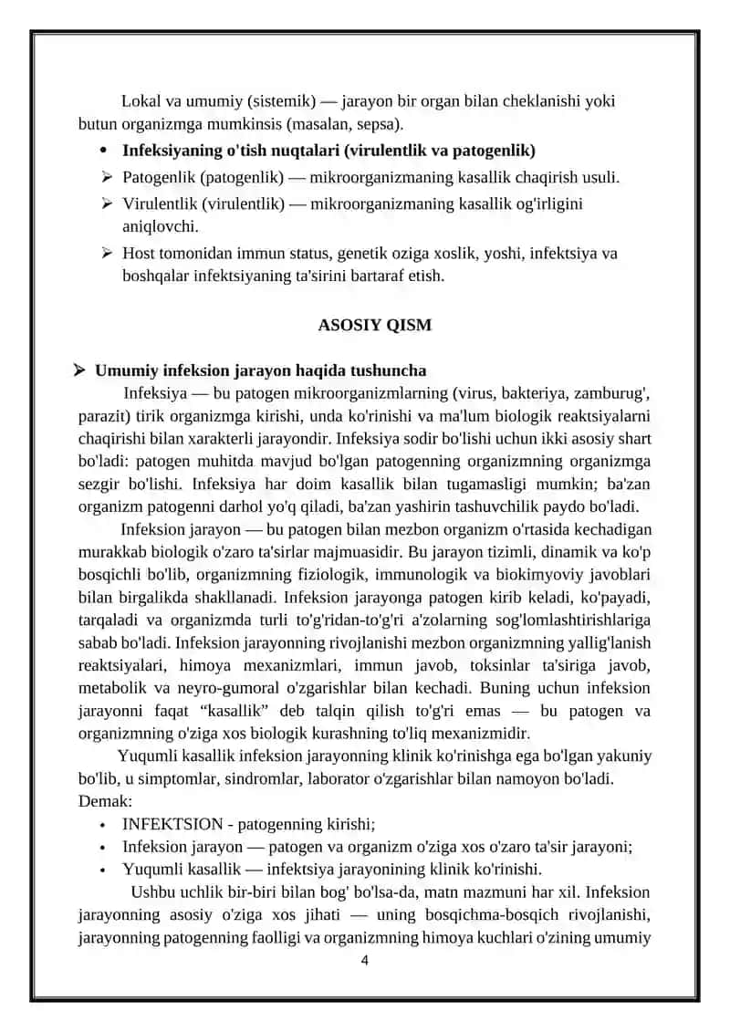 Umumiy infeksion jarayon haqida tushuncha. 4