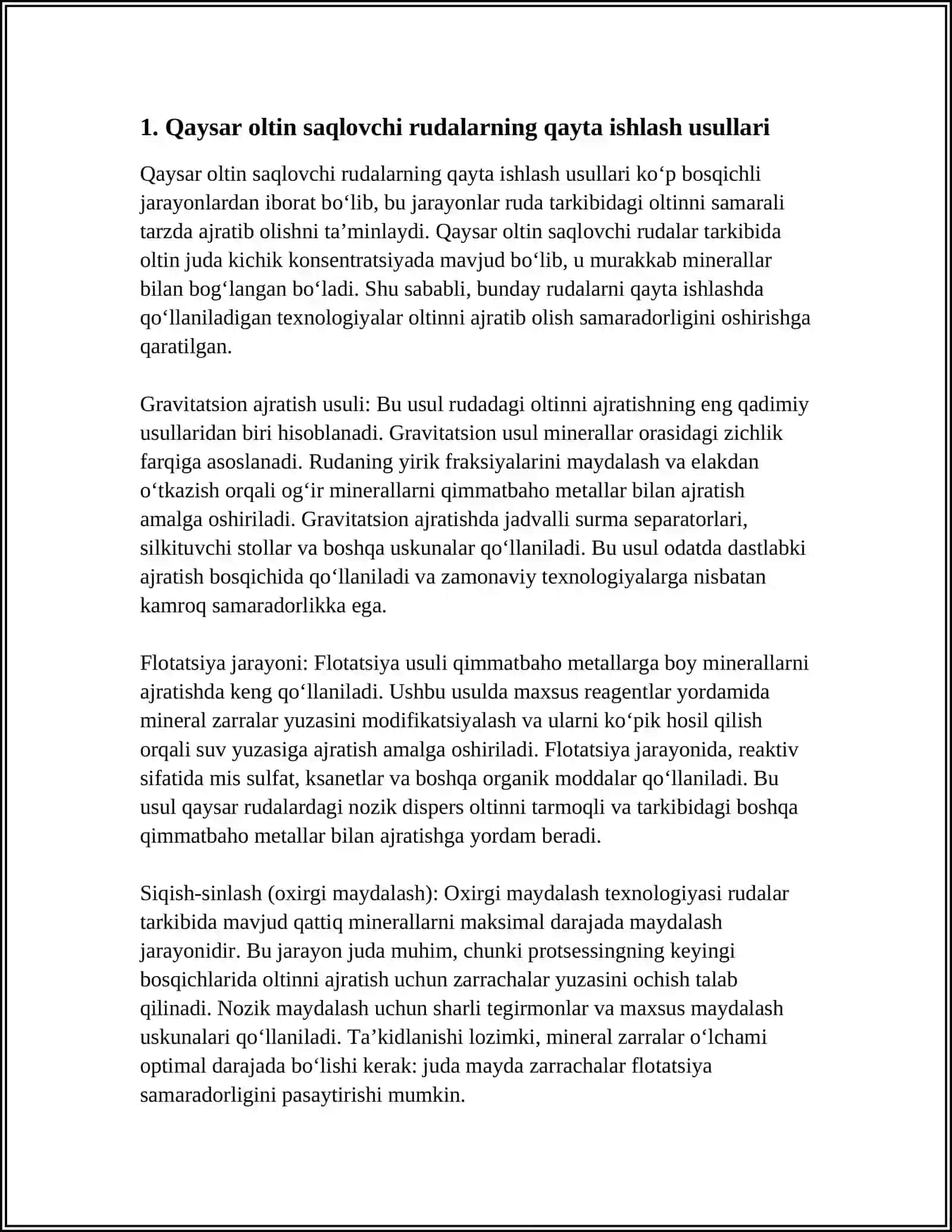 QAYSAR OLTIN SAQLOVCHI RUDALARNI QAYTA ISHLASHNING USULLARI 4