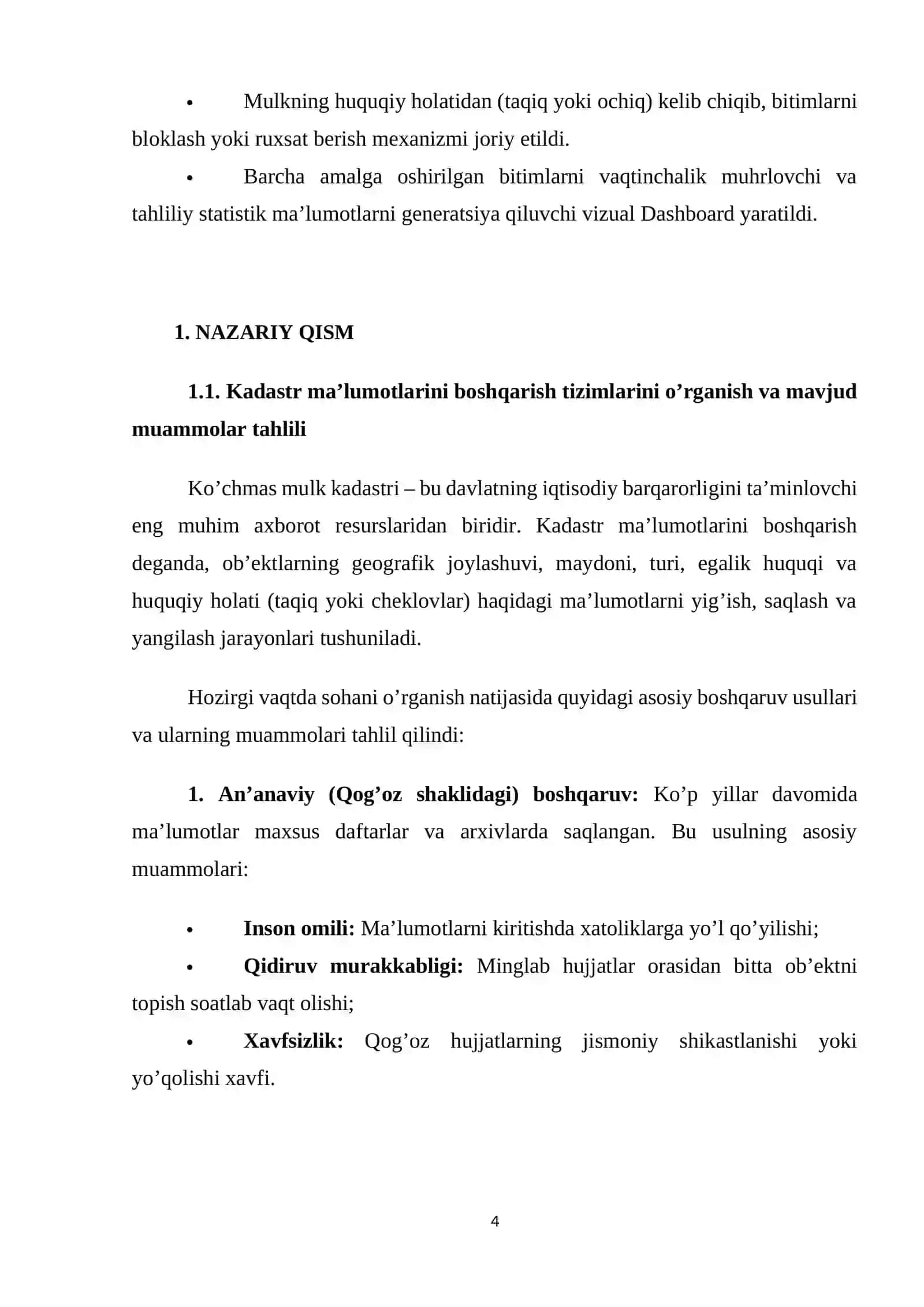 Visual Studio muhitida dasturlash | Kurs Ishi - KADASTR VA MULK HUJJATLARI BILAN ISHLASH DASTUR ILOVASINI YARATISH 4